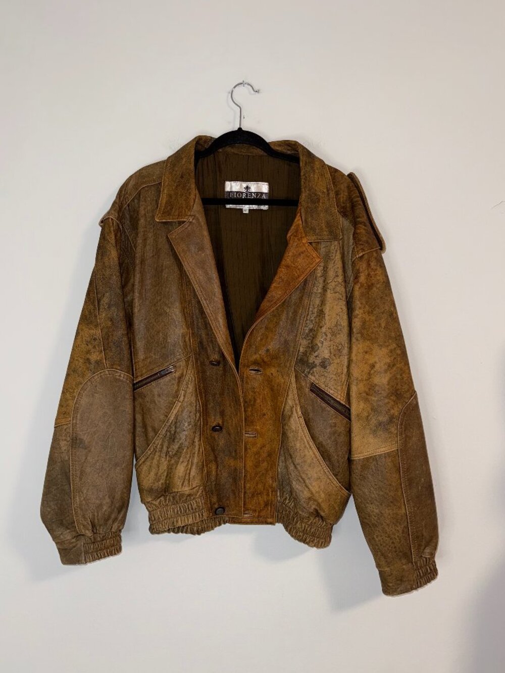 VTG 80s Fiorenza Italian Leather Oversized Bomber Jacket